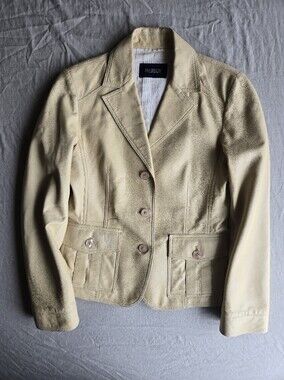 ✨ Mabrun Cream Genuine Leather Blazer Jacket Sz 42 / US 6 ✨